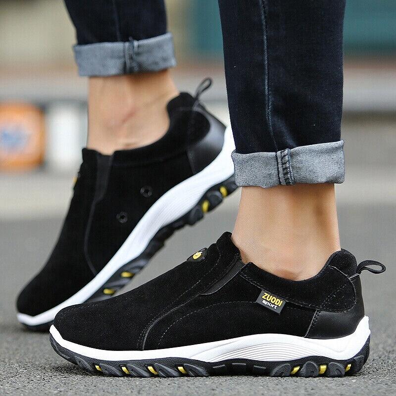 Mens Sport Shoes Slip On Waterproof Walking Hiking Shoes Casual Sneakers Nonslip