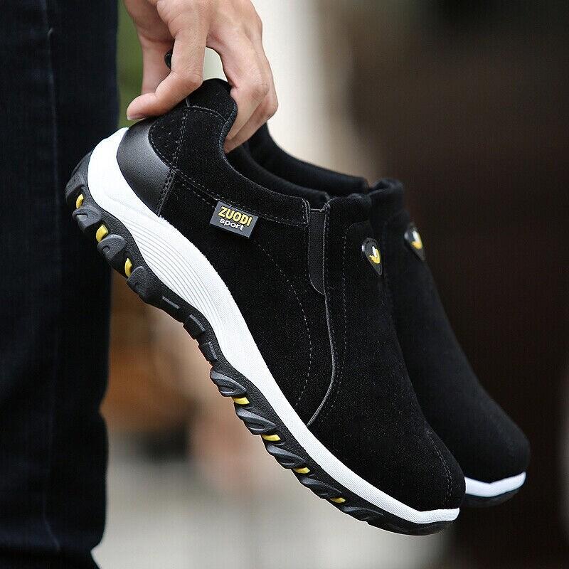 Mens Sport Shoes Slip On Waterproof Walking Hiking Shoes Casual Sneakers Nonslip