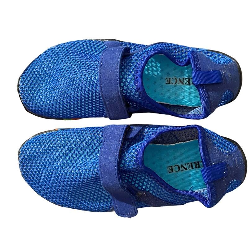 Merence Boys Unisex Water Shoes Blue Mesh Adjustable Strap MultiColor Sole Sz 34