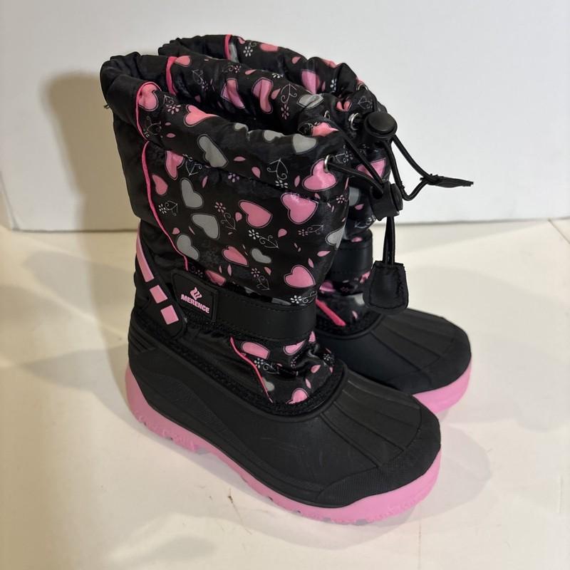 Merence Girls Black Snow Boots With Hearts Size 32