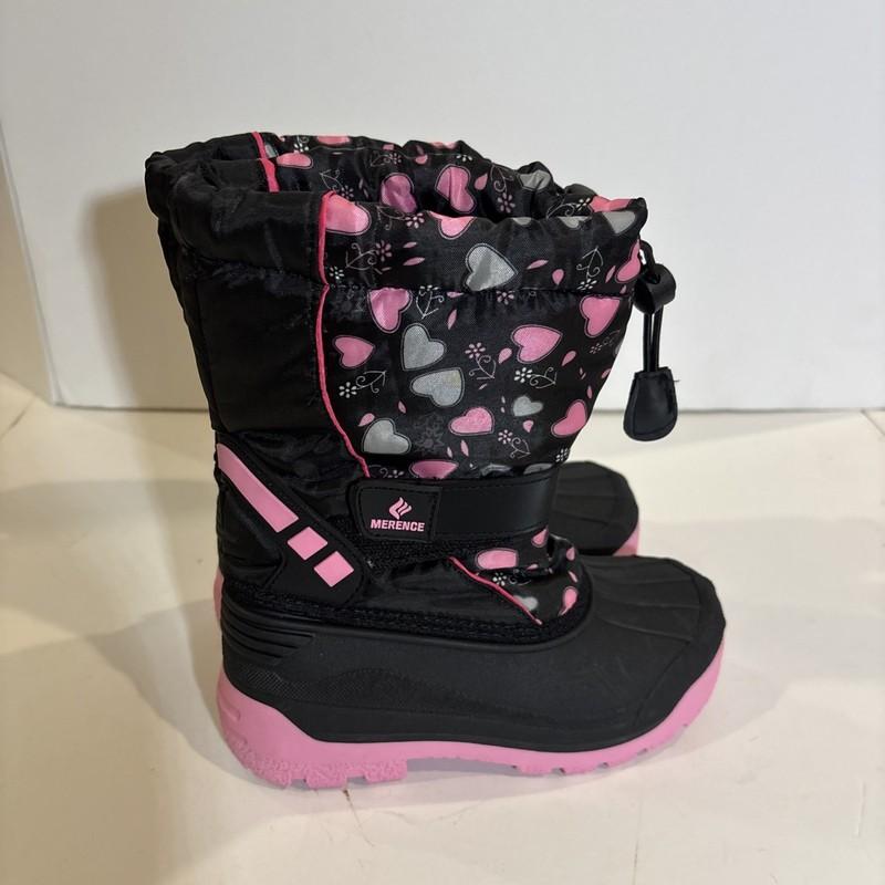 Merence Girls Black Snow Boots With Hearts Size 32