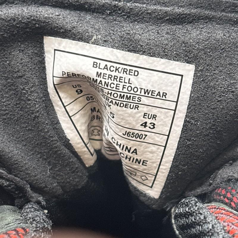 Merrell Men's Hiking Outdoor Trail Shoes Waterproof Size 9 Black Red