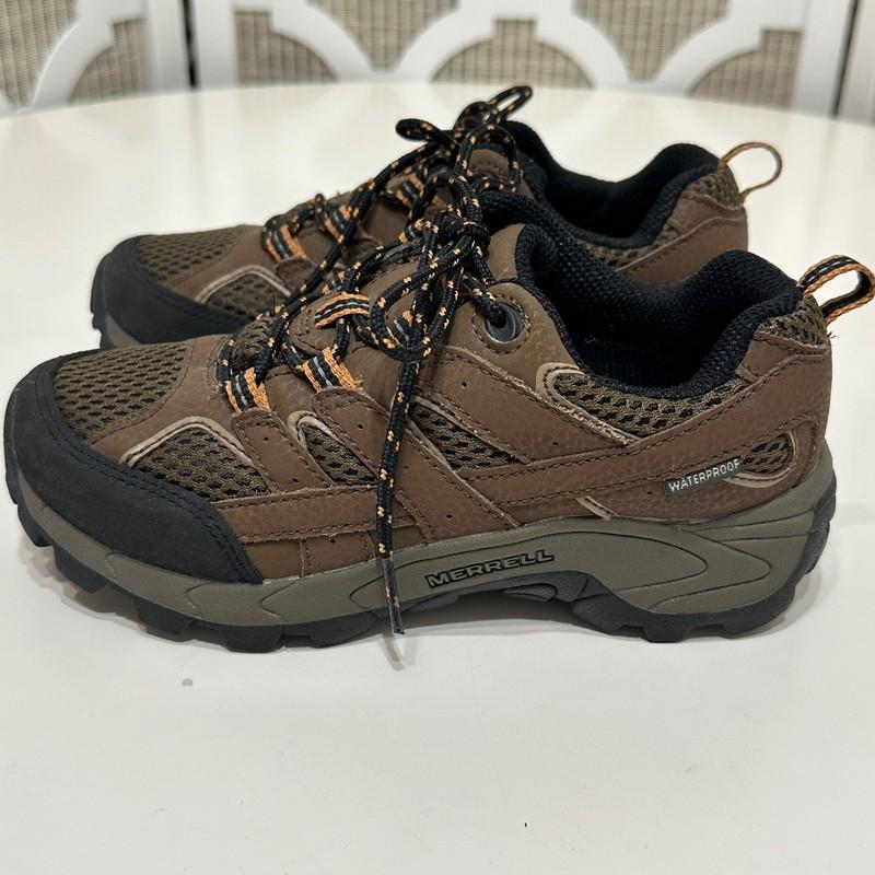 Merrell Moab 2 Low Lace Waterproof Hiking Shoes Kids Boy's Size 1M Brown
