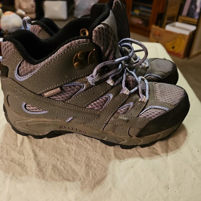 Merrell Moab 2 Mid Waterproof Hiking Boots Big Kids US 2Gray Blue MK162260