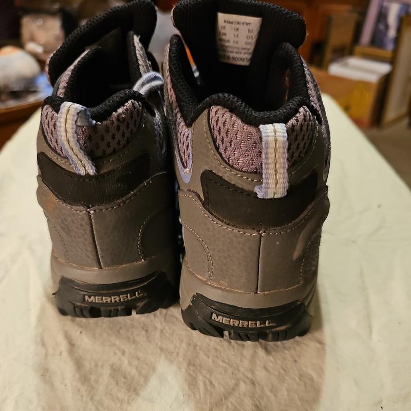 Merrell Moab 2 Mid Waterproof Hiking Boots Big Kids US 2Gray Blue MK162260