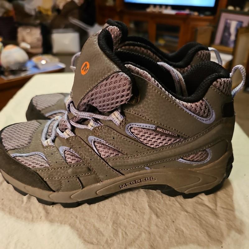 Merrell Moab 2 Mid Waterproof Hiking Boots Big Kids US 2Gray Blue MK162260