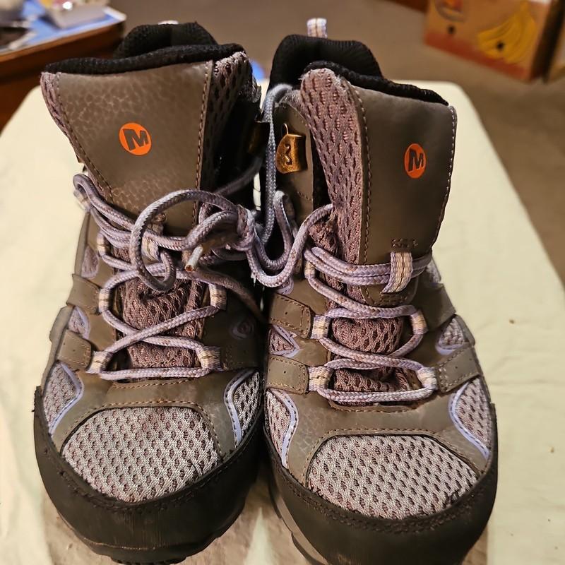 Merrell Moab 2 Mid Waterproof Hiking Boots Big Kids US 2Gray Blue MK162260