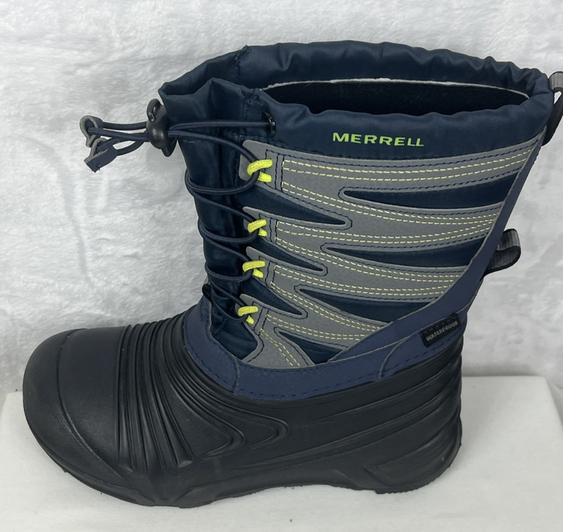 Merrell Snow Boy's Winter Boots Insulated Waterproof Blue Gray Black Size 2M
