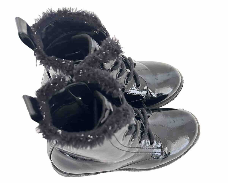 MIA High Top Boots Toddler Girls Size 10 Black Lace Up Patent Leather