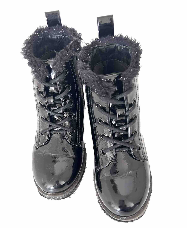 MIA High Top Boots Toddler Girls Size 10 Black Lace Up Patent Leather