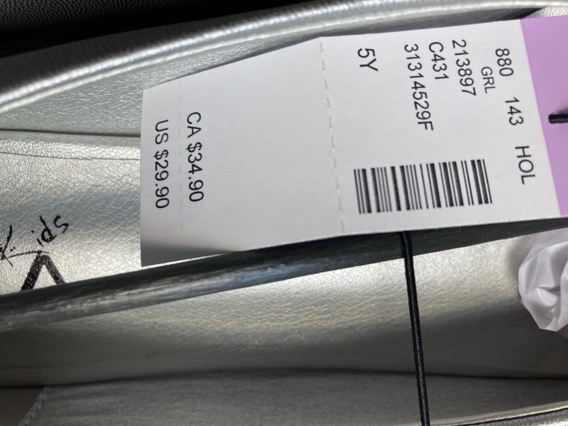 Mia Kids Little/Big Girl's Silver Flats Ballet Shoes Silver Metallic Bow Size 5