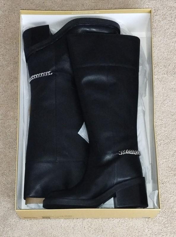 Michael Kors Carlisle Black Leather Riding Boot Black 10WS. New With Box