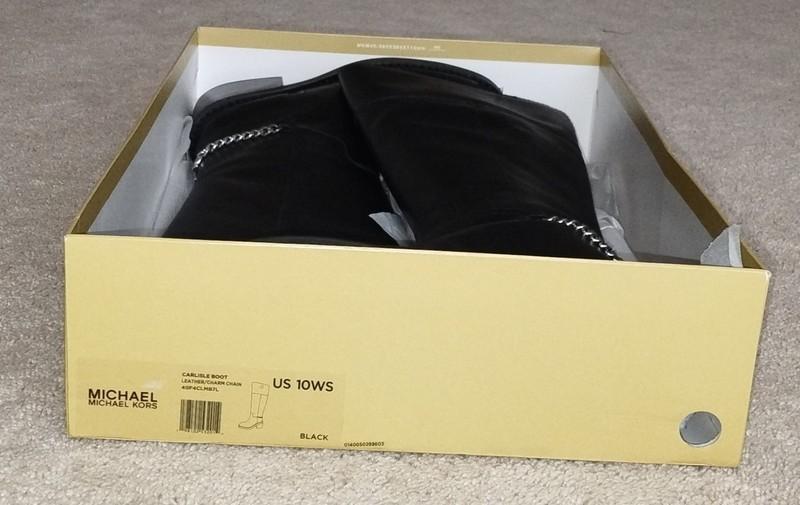 Michael Kors Carlisle Black Leather Riding Boot Black 10WS. New with Box