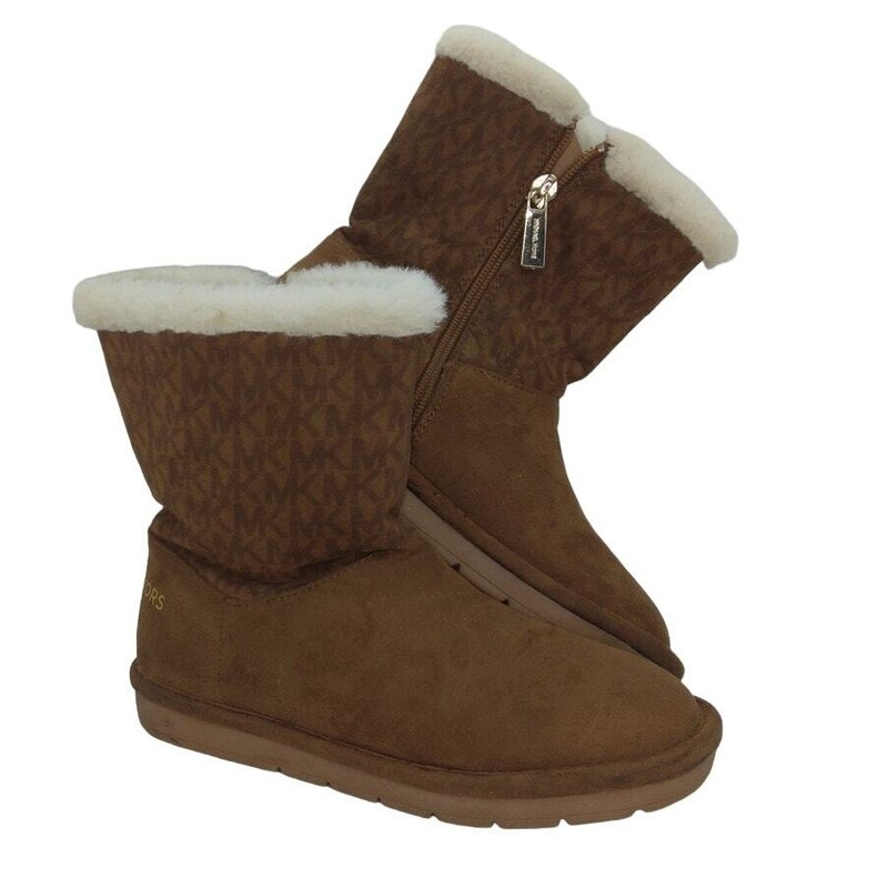 Michael Kors Girls Pre-owned Brown Suede Zip-up Booties - sz. 1