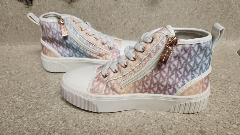 Michael Kors Girls Sz 13 Monogram High Top Sneakers Multicolor Glitter