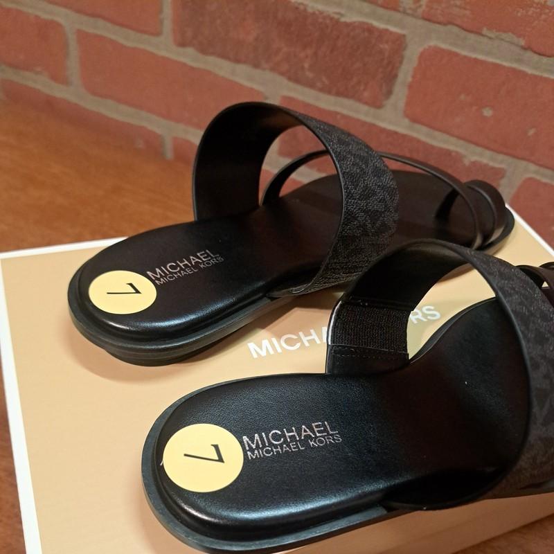 Michael Kors Nelson Flat Sandal Black Size 7.0M Brand New