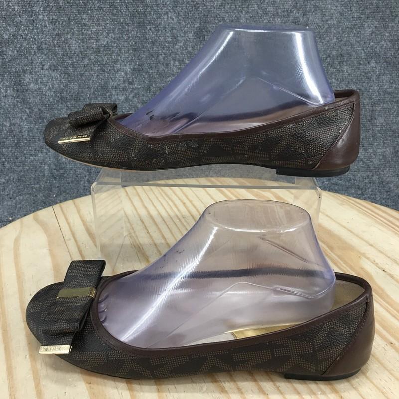Michael Kors Shoes Womens 8.5 M Ballet Flats Comfort Bow Brown Leather Slip On