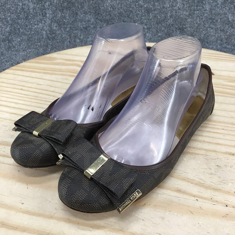 Michael Kors Shoes Womens 8.5 M Ballet Flats Comfort Bow Brown Leather Slip On