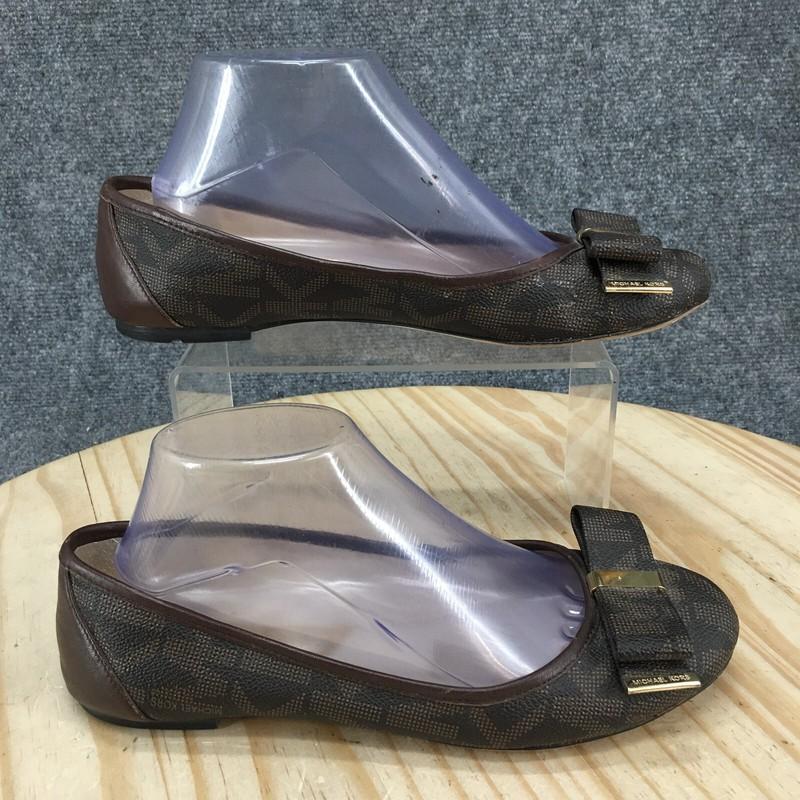 Michael Kors Shoes Womens 8.5 M Ballet Flats Comfort Bow Brown Leather Slip On