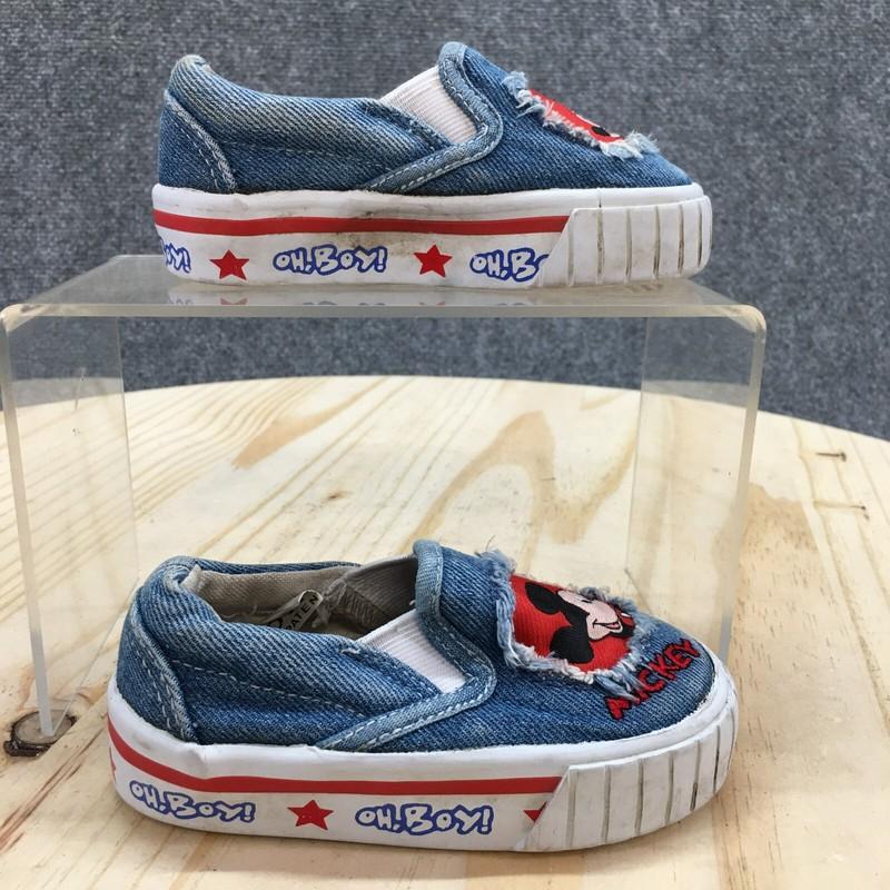 Mickey For Kids Shoes Toddler 5 Slip On Sneakers Blue Canvas Comfort Denim Low