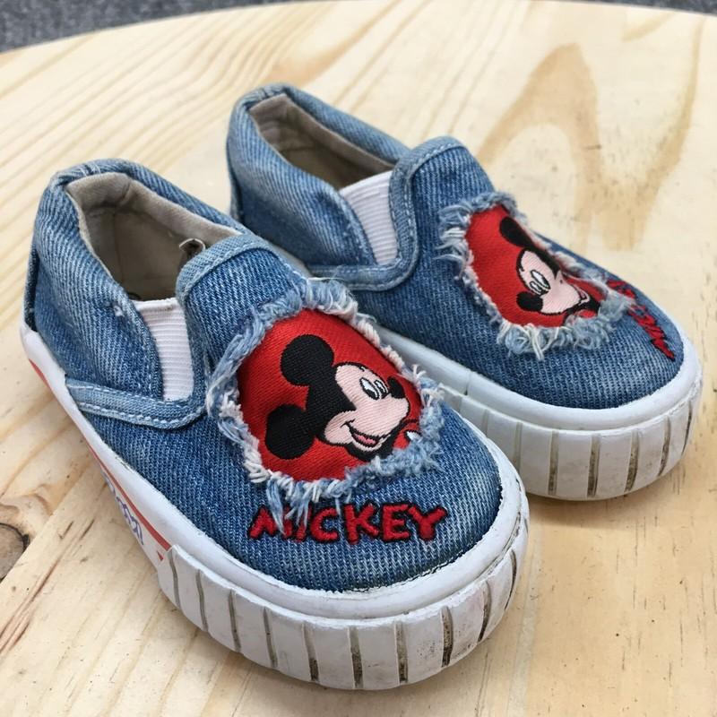 Mickey For Kids Shoes Toddler 5 Slip On Sneakers Blue Canvas Comfort Denim Low