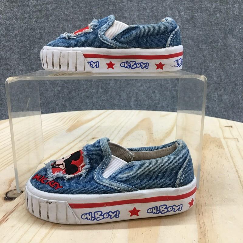 Mickey For Kids Shoes Toddler 5 Slip On Sneakers Blue Canvas Comfort Denim Low