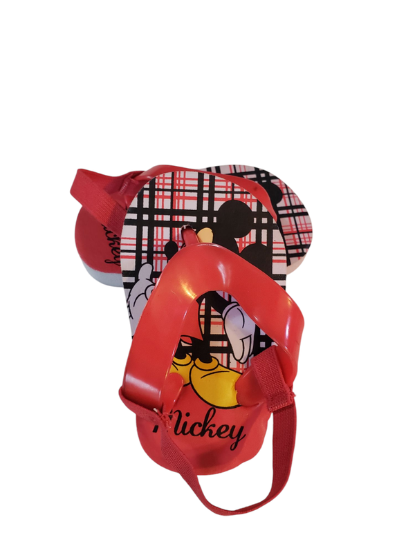 Mickey Mouse Flip Flops Sandals Unisex Baby Size 4.5 Multicolor Elastic Strap