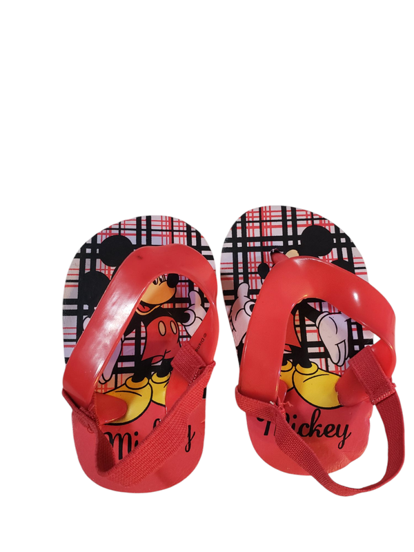 Mickey Mouse Flip Flops Sandals Unisex Baby Size 4.5 Multicolor Elastic Strap