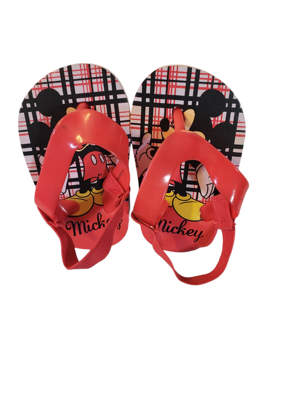 Mickey Mouse Flip Flops Sandals Unisex Baby Size 4.5 Multicolor Elastic Strap