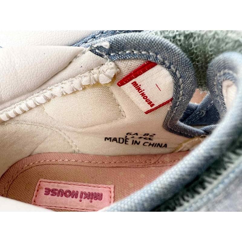 MIKI HOUSE Baby Sandals Blue Bow Double Strap Size 8.5