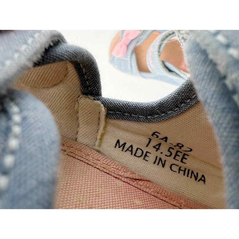 MIKI HOUSE Baby Sandals Blue Bow Double Strap Size 8.5