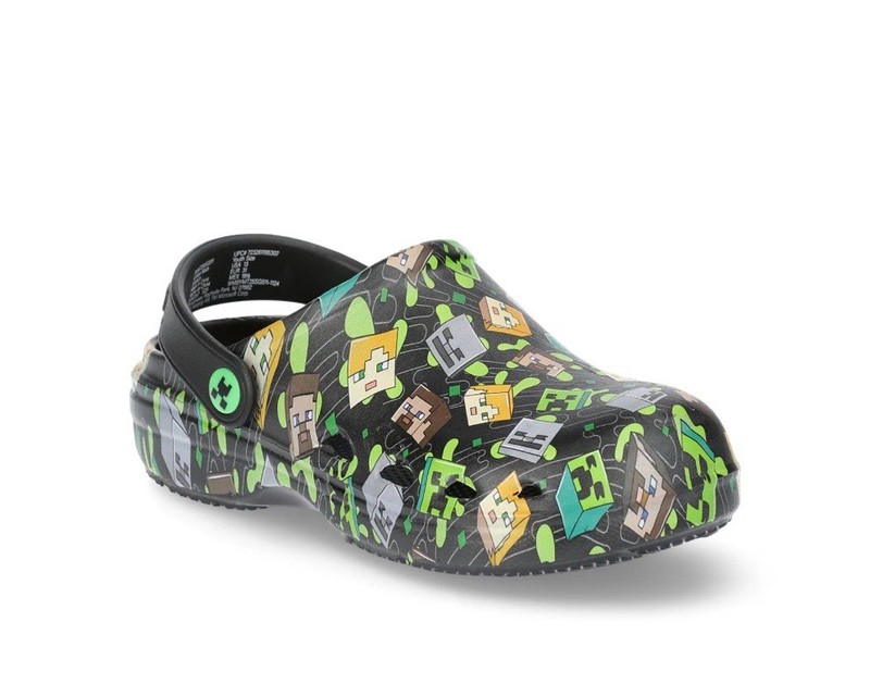 MINECRAFT Boys Youth Size 3 EVA Comfort Clogs Lightweight • Black