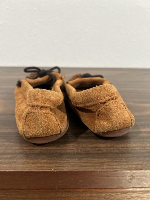 Minnetonka Moccasin Suede Leather Beaded Thunderbird Design Youth Girls Size 1