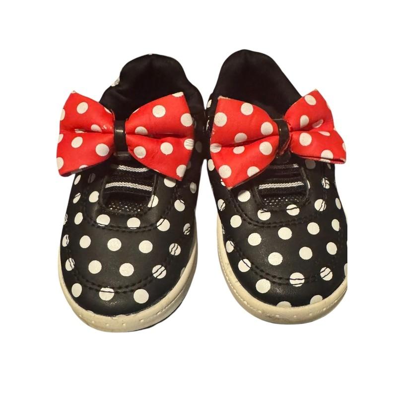 Minnie Mouse Toddler Girl Shoes Black White Polka Dot Sneakers With Red Bow