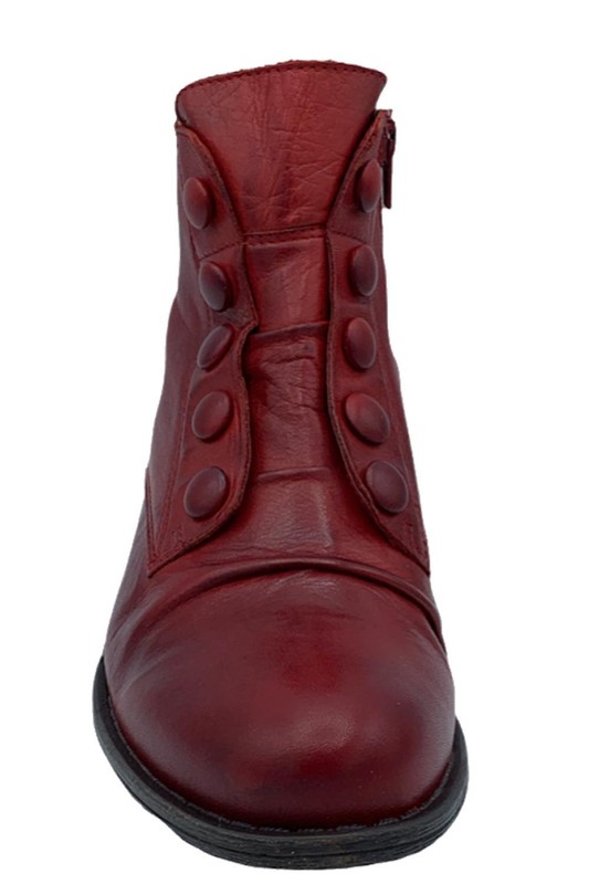 Miz Mooz Leather Button Ankle Boots Louise Red