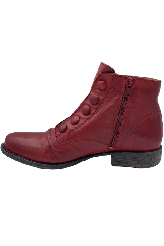 Miz Mooz Leather Button Ankle Boots Louise Red