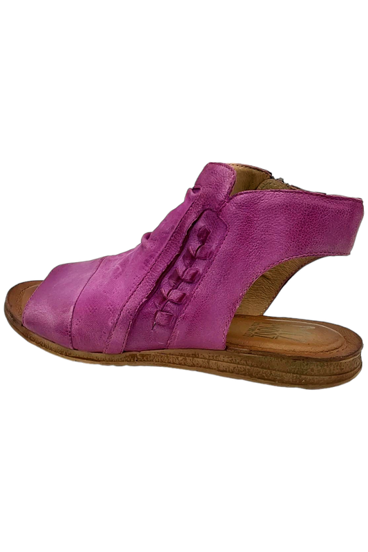 Miz Mooz Wide Width Leather Ruched Sandals Fuchsia