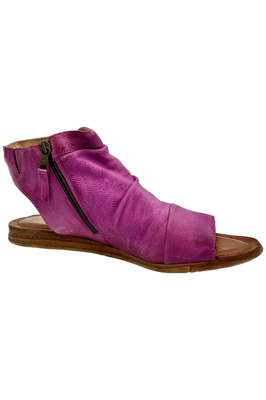 Miz Mooz Wide Width Leather Ruched Sandals Fuchsia