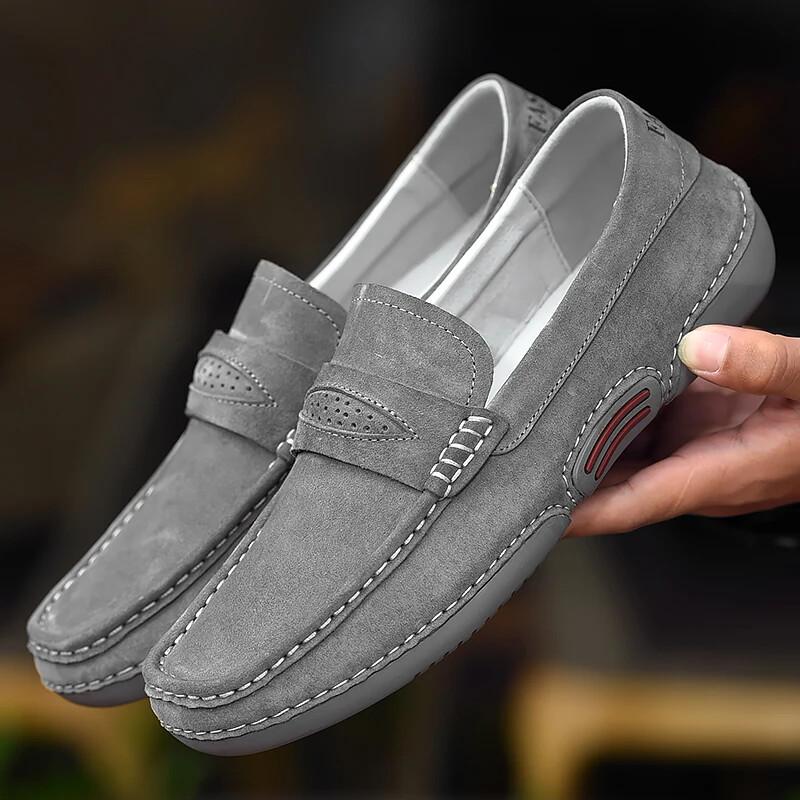 Mocassin Leather Casual Shoes Men Fashion Slip On Sneakers Lightweight Loafers