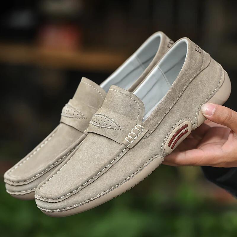 Mocassin Leather Casual Shoes Men Fashion Slip On Sneakers Lightweight Loafers