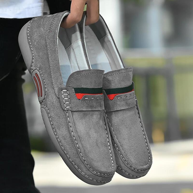 Mocassin Leather Casual Shoes Men Fashion Slip On Sneakers Lightweight Loafers