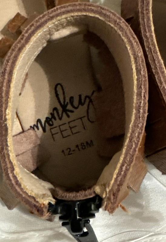 Monkey Feet Fringe Brown Leather Size 12-18 Months