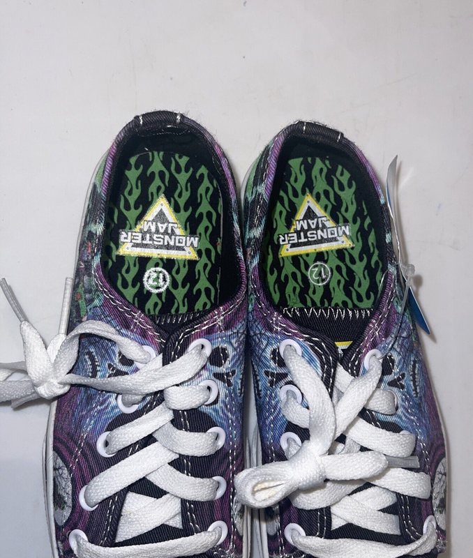 Monster Jam Grave Digger Little Boys Canvas Sneaker Brand New With Tags