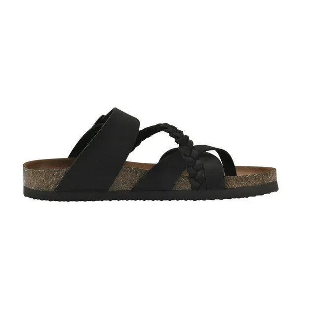 Mountain Sole Women's Leather Footbed Sandal Size 9 Black