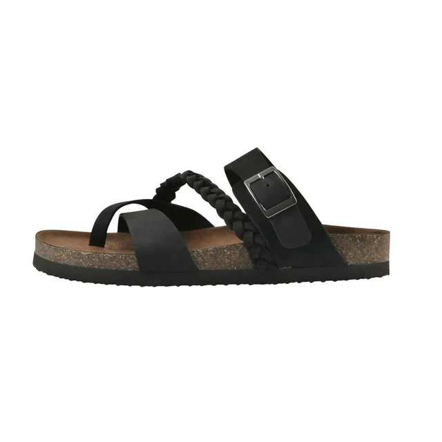 Mountain Sole Women's Leather Footbed Sandal Size 9 Black