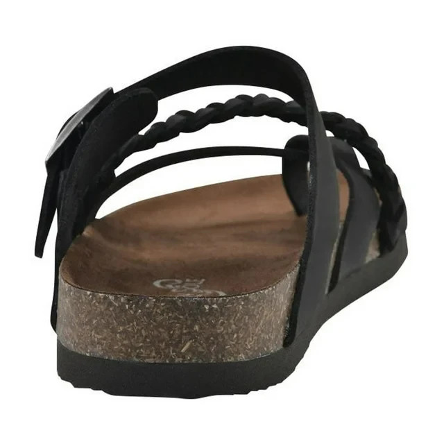 Mountain Sole Women's Leather Footbed Sandal Size 9 Black
