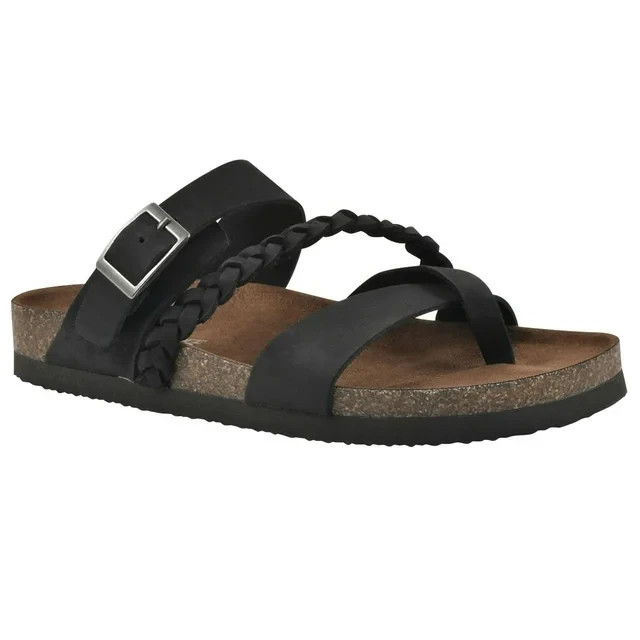 Mountain Sole Women's Leather Footbed Sandal Size 9 Black