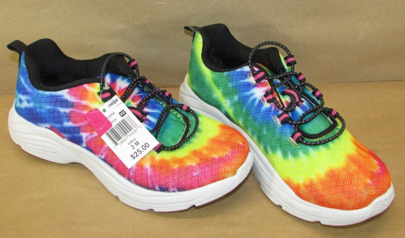 MTA SPORT NWT Girls Tie Dye Multi Color Groove Elastic Lace Sneaker