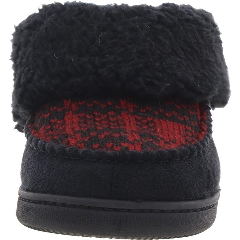 Muk Luks Womens Black Faux Fur Lined Faux Suede Scuff Slippers S BHFO 9680