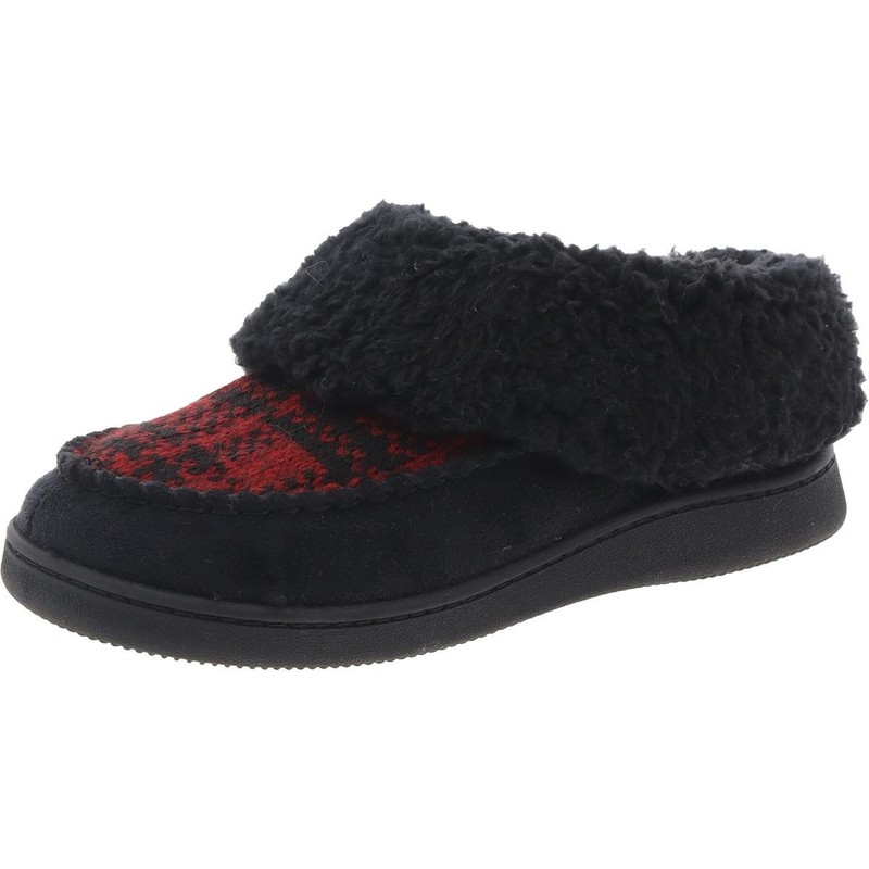 Muk Luks Womens Black Faux Fur Lined Faux Suede Scuff Slippers S BHFO 9680